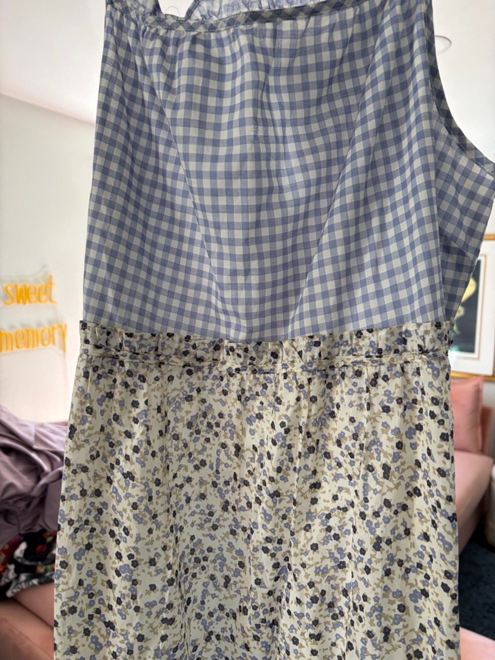 Rails Blue & Cream Gingham and floral Mix Print Maxi Dress - Picture 2 of 5